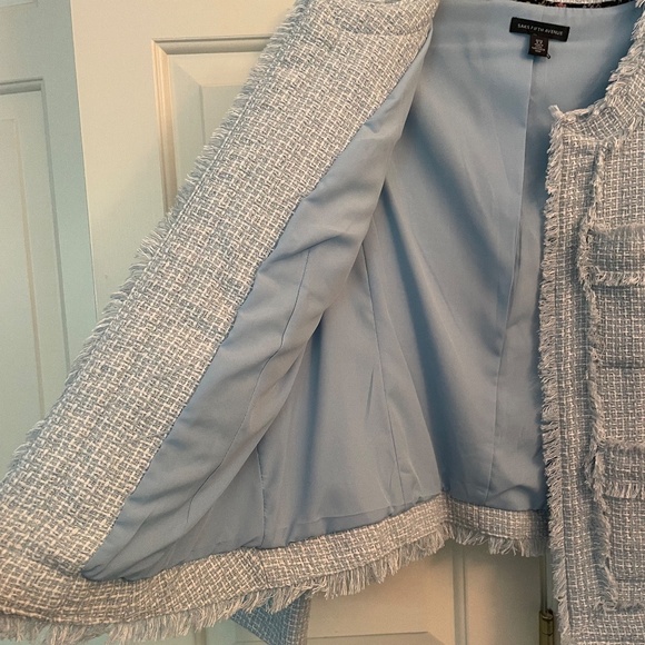 Saks Fifth Avenue light blue tweed Blazer (M) - Picture 6 of 8